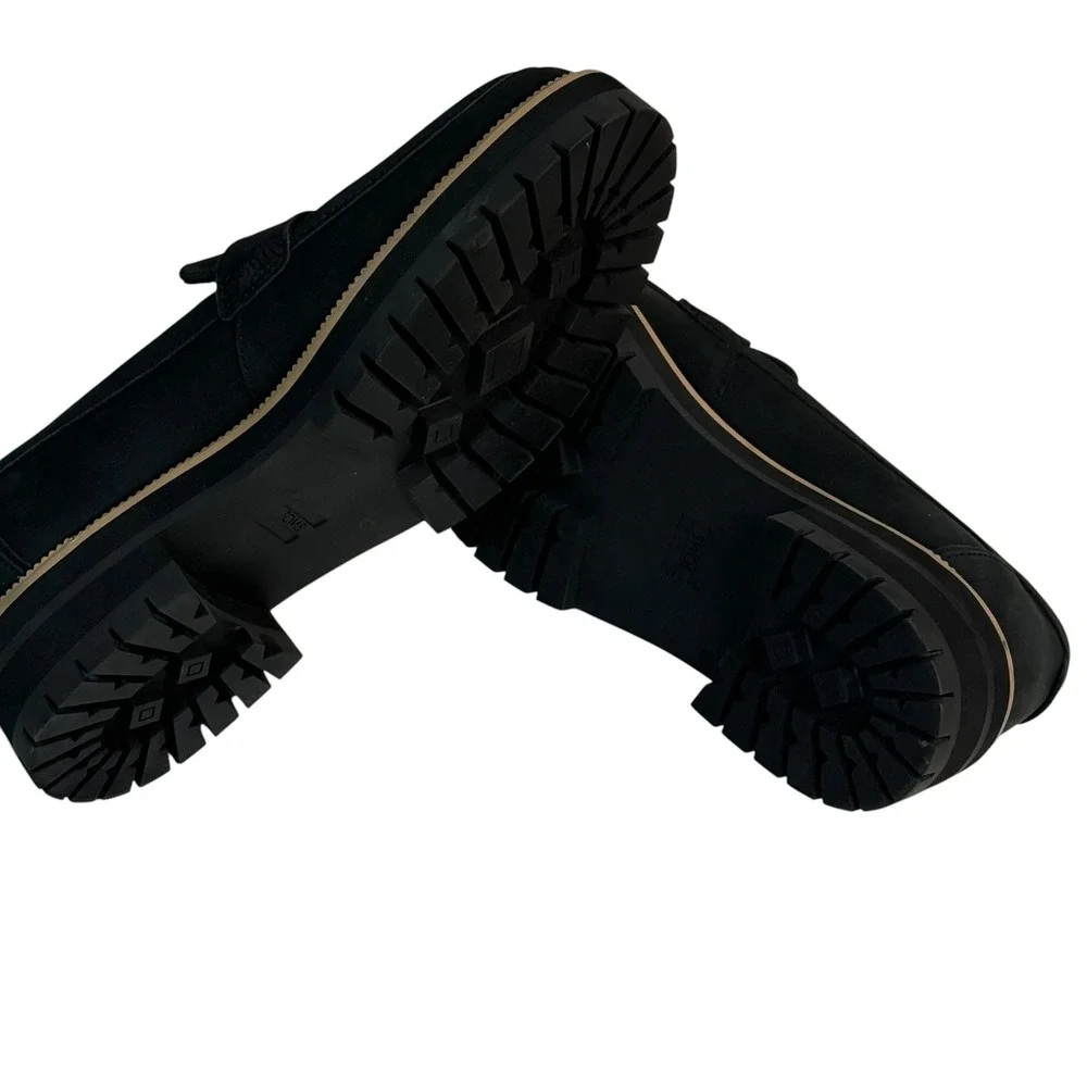 Toms Black Women's Lug-Sole Penny Loafers
